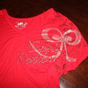 Apple Bottoms Y2K Graphic Tee 1X Red Ruched Side Stretchy Streetwear
